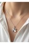 316L Steel Silver Color Mother of Pearl and Zircon Stone Clover Necklace - 2