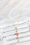 Brass Chain Pink Gold Color Zircon Stone Y Necklace - 2