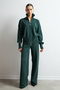Women's Double Zipper Comfortable Cut Knitwear Set Emerald