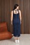 Women's Thick Strap Bodycon Premium Long Denim Midi Dress Bnj-5412S - 3