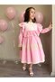 Girl's Pink Authentic Cotton Lace Detailed Dress + Buckle - 9