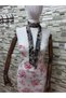 Biana Long 200×5 Chiffon Neck Tie Black-Beige - 5