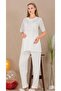 Buttoned Crew Neck and Guipure Sleeve Detailed Long Sleeve Stylish Maternity & Postpartum 2-Piece Pajama Set - 2
