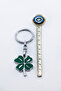 Green Clover Metal Keychain, Tiny Bag Ornament - 7