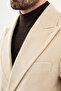 Striped Slim Fit Wide Collar Double-Breasted Velvet Men's Coat Beige - 21336.25K