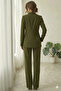 Khaki Green Women's Accessory Lined Single Button Blazer Jacket & Fabric Trouser Suit - 5