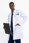 White Lycra Long Length Stand Collar Men's Doctor Nurse Teacher Lab Coat - 2