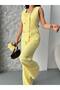 Square Collar Stone Buttoned Vest Trousers Double Breasted Set - 3
