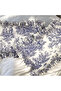 Double Ruffled Duvet Cover Set French Toile De Jouy Patterned 4 Piece - 3