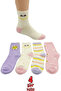 Girl's 4 Pairs Cotton Patterned Socks Set - Smiling Face Daisy and Striped Colorful Socks