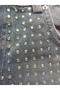 Women's Anthracite Gray Stone Embroidered High Waist W Wide Leg Jean Pants 100% Cotton - 4
