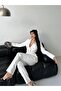Women's Gold Button Detailed Blazer Jacket Pants Suit - 3