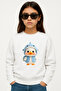 Cute Duckling in Shark Costume Printed 3 Thread Non-Fleece Children's Sweatshirt (Ages 4-13) - 2