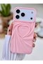 iPhone 17 Promax Compatible 3D Matte Satin Heart Embossed Patterned Anti-Shock Silicone Case - 2