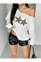 سويت شيرت نسائي من Leopard Stars مطبوع برقبة قارب قصة فضفاضة - 5