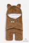 0-12 Months Welsoft Plush Baby Outer Swaddle, Sleeping Bag, 100% Cotton Lined Blanket with Teddy Bear Ears Inside - 7