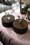 Set of 2 Wooden Deer Figurine Ashtrays with Lid, Decorative Ashtray with Metal Inner Bowl, Table Ashtray, Dark Silver Deerly2 - 3