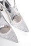 Women's Silver Shiny Stone-Embellished Mesh Thin Galvanized Heels Comfortable Evening Dress Stilettos and Bag - 8