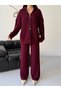 Women's Hooded Hair Braid Double Zipper Viral Knitwear Set - 2