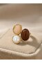 Beige Brown Pearl Look Stone Gold Women's Ring |   Special Boxed