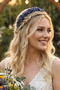 Crystal Stone Floral Bridal Crown Henna and Engagement Hair Accessory - Cobalt Blue - 3