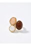 Beige Brown Pearl Look Stone Gold Women's Ring |   Special Boxed - 4
