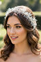 Bridal Crown Grey Crystal Beaded Handmade Hellenistic Bridal Hair Accessory Henna Crown - 2