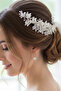 Bridal Hair Accessory Crystal Beaded Floral Bridal Barrette Engagement and Wedding Hair Accessory - 2