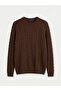 Brown Crew Neck Patterned Men's Knitwear Sweater - 5