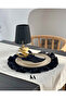 6-Piece Dark Linen Ruffle Detailed American Dinner Set/Soup Plate - 3