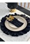 4-Piece Dark Linen Ruffle Detailed American Tablecloth/ Napkin - 2