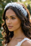 Crystal Stone Floral Bridal Crown Henna and Engagement Hair Accessory Ice Blue