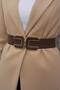 Brown/Elastic Elegant Buckled Women's Belt,Coat Belt,Dress Belt,Rubber Belt - 3