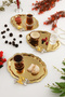 Keveldi Gold 3-Piece Butterfly Detailed Oval Coffee Presentation Tray Serving Tea Tray Decorative Tray - 3