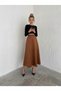Women's Suede Fabric Tan Color Hijab Suitable Skirt Length 95 cm