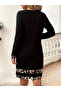 Women’s Long Sleeve Crew Neck Stripe Leopard Print Short Scuba Dress - 4