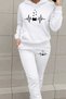 Heart Rhytym Love Printed Hooded Sweatshirt and Sweatpants Tracksuit Set