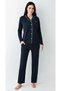 Women'S, Navy Blue, Exclusive, Shirt Collar, (with Sleep Socks as a Gift), Pajama Set - 4