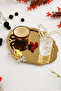 Keveldi Gold Butterfly Detailed Oval Coffee Presentation Tray Serving Tea Tray Decorative Tray