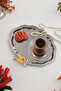Keveldi Silver Butterfly Detailed Oval Coffee Presentation Tray Serving Tea Tray Decorative Tray - 3