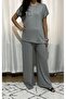 Women's Gray Glitter Pants Blouse Bottom - Top Set - 3