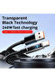كابل شحن ونقل بيانات شفاف ومضيء USB إلى Type-C - دعم 240 واط - 6