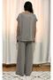 Women's Gray Glitter Pants Blouse Bottom - Top Set - 6