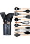 12-piece silicone cutlery set, black