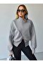 Women's Gray Sleeve Zipper Detailed Sweat Cardigan