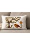 Punch Embroidery Patterned Digital Printed Coffee Green Autumn Themed 2-Piece 30X50Cm Throw Pillow Cover - 2