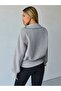 Women's Gray Sleeve Zipper Detailed Sweat Cardigan - 3