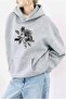 Rose Flower Printed Oversize Ka Hooded Weatshi̇rt