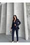 Women's Double Set Stone Detailed Pipe Leg Blazer Jacket Pants Set - 2