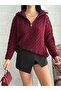 Zippered Half Fisherman's Hair Knit Sweater - 6